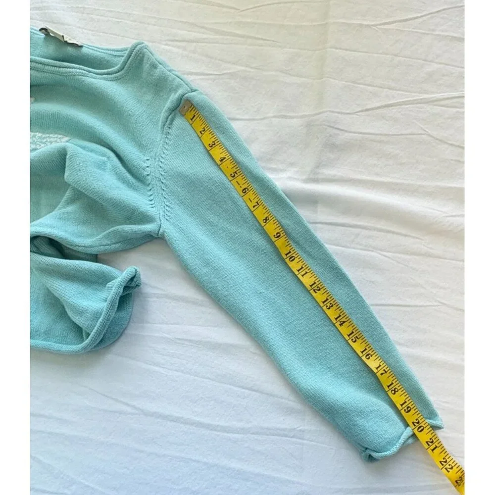 Appleseeds Petites Starfish Sweater Size PXL Turquoise Embroidered Beach Ocean - Picture 6 of 10